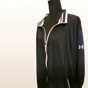 Under Armour Zip Jacket, Black with White Logo. Front Pockets. Light Cotton.